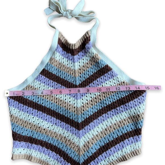 NWT- Forever 21 Striped Crochet Halter Top- Size Medium - Picture 6 of 8